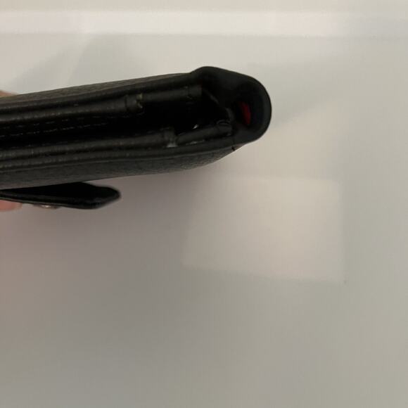 PARCHITA Black Logo Vegan Faux Leather Lightweight Compartment Snap Wallet - Picture 4 of 5